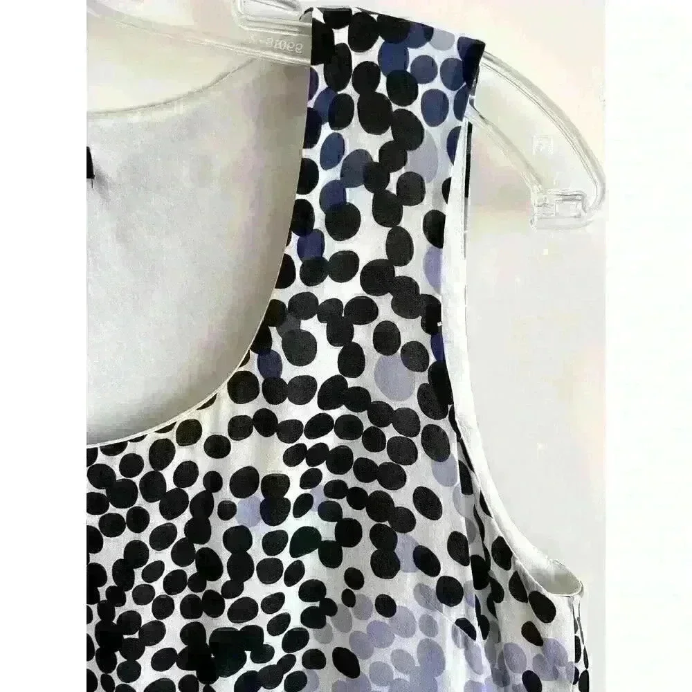 St John Sz 4 Silk Ruffle Dot Top White Black Dot Pattern Feminine Pretty Elegant - Picture 5 of 16